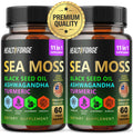 120 Capsules Sea Moss 3000mg Black Seed Oil Capsules 2000mg Ashwagandha Supplements 1000mg Turmeric 1000mg Bladderwrack 1000mg Burdock 1000mg & Vitamin C & D3