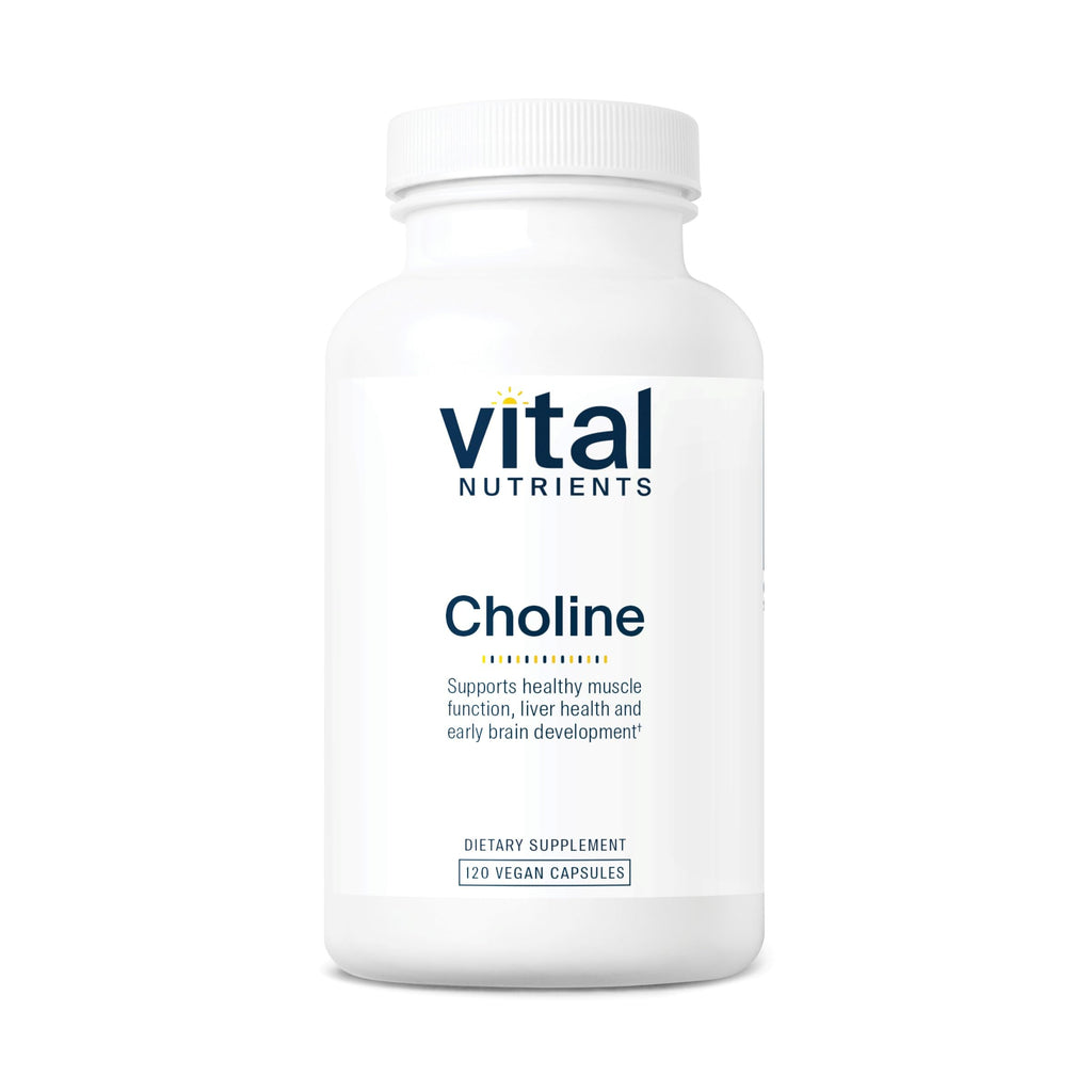 Vital Nutrients Choline 550mg | Vegan Choline Supplements | 100% RDA for Neurological Development and Health* | Gluten Dairy Soy Free | Non-GMO | 120 Capsules