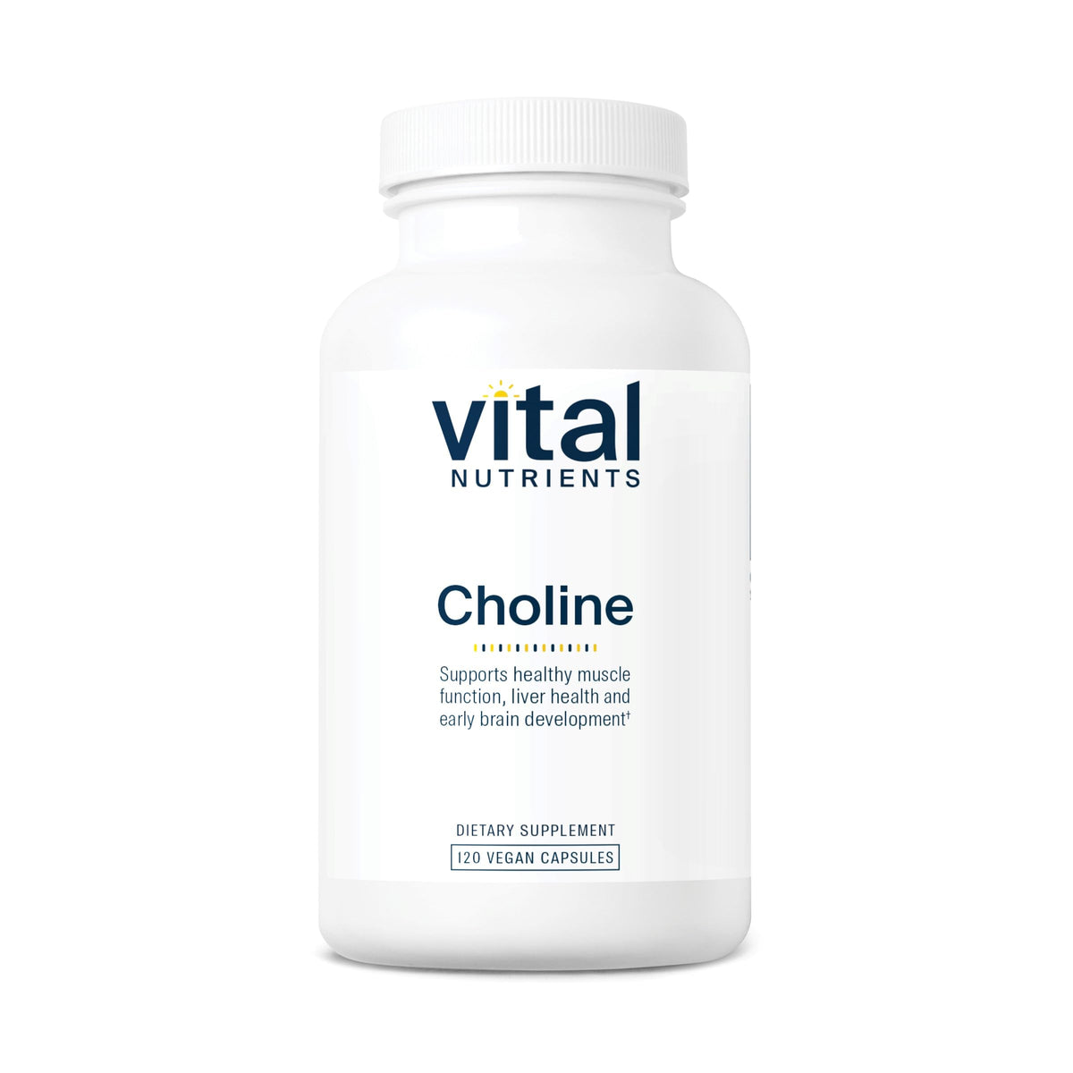 Vital Nutrients Choline 550mg | Vegan Choline Supplements | 100% RDA for Neurological Development and Health* | Gluten Dairy Soy Free | Non-GMO | 120 Capsules