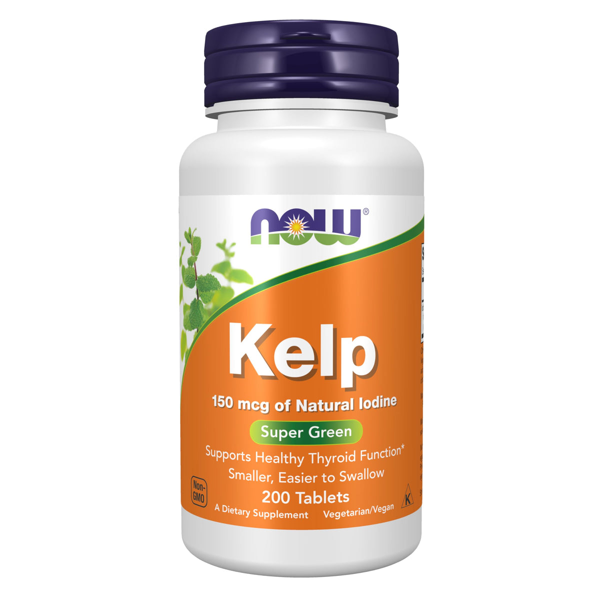 NOW Foods Supplements Kelp 150 mcg of Natural Iodine Easier to Swallow Tablet Super Green 200 Tablets