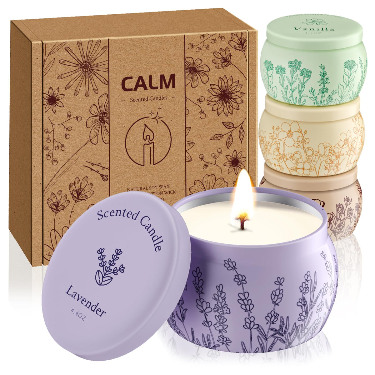 Handmade Scented Lavender Vanilla Rose & Sandalwood Jasmine 4 Pack