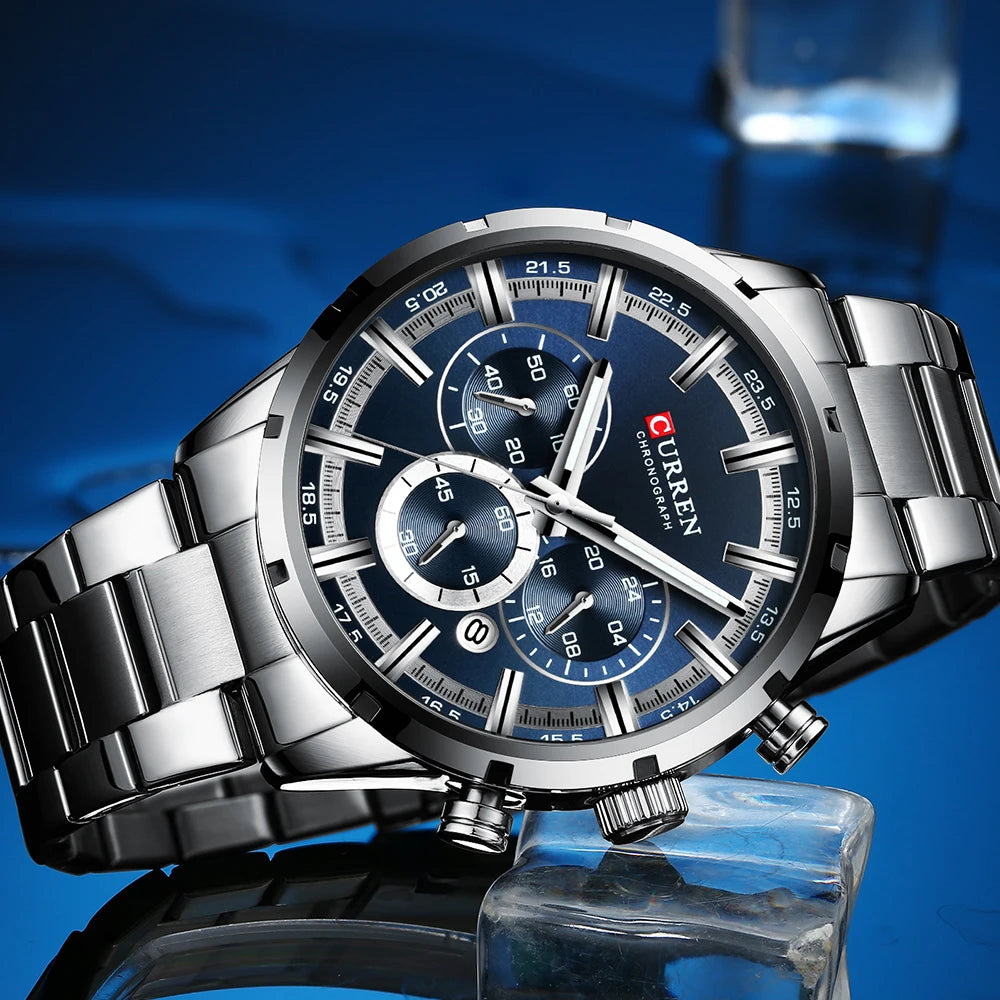 Men's Stainless Steel Chronograph Quartz Wristwatch