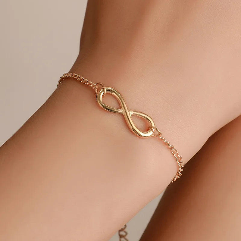 Women's Zinc Alloy Infinity Charm Chain Bracelet
