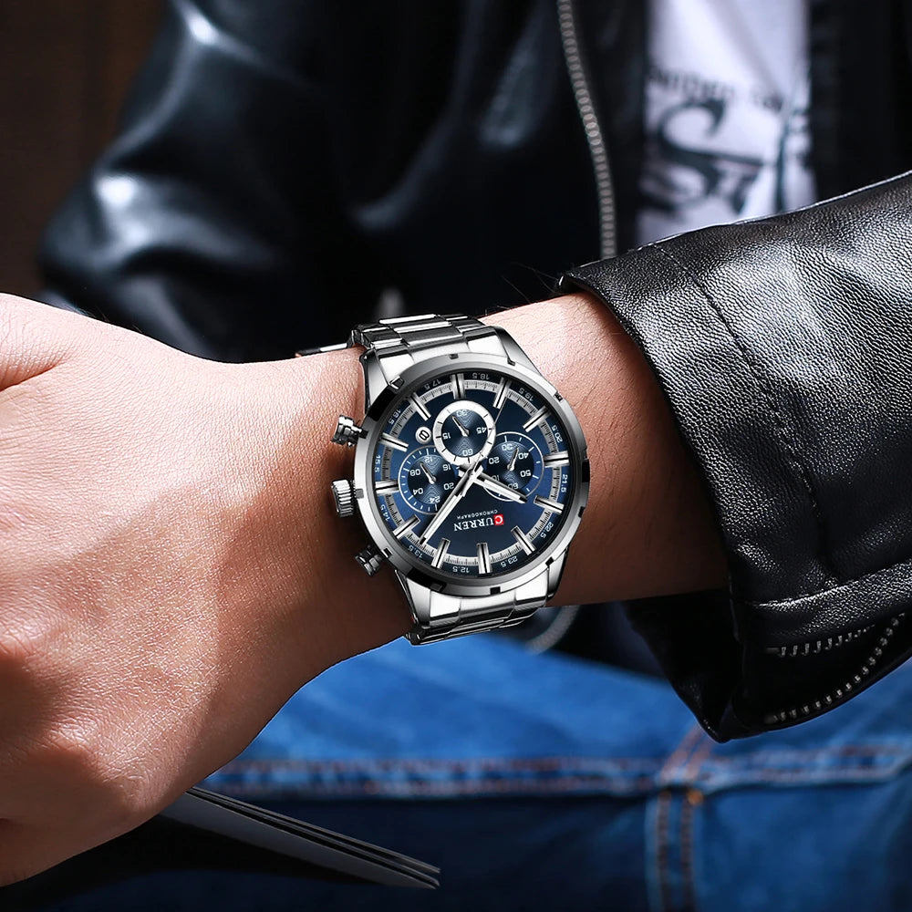 Men's Stainless Steel Chronograph Quartz Wristwatch