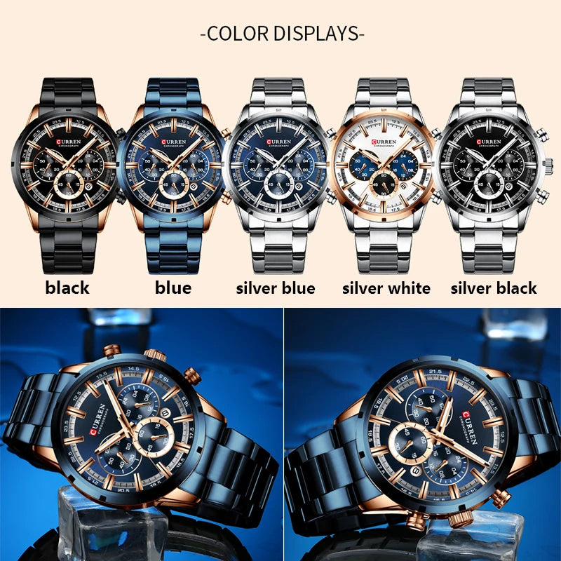 Men's Stainless Steel Chronograph Quartz Wristwatch