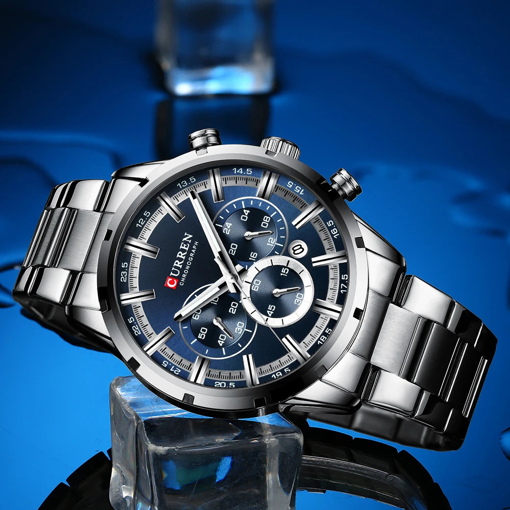 Men's Stainless Steel Chronograph Quartz Wristwatch