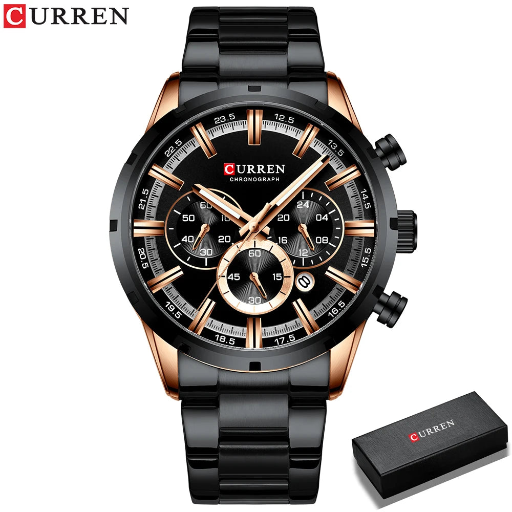 Men's Stainless Steel Chronograph Quartz Wristwatch