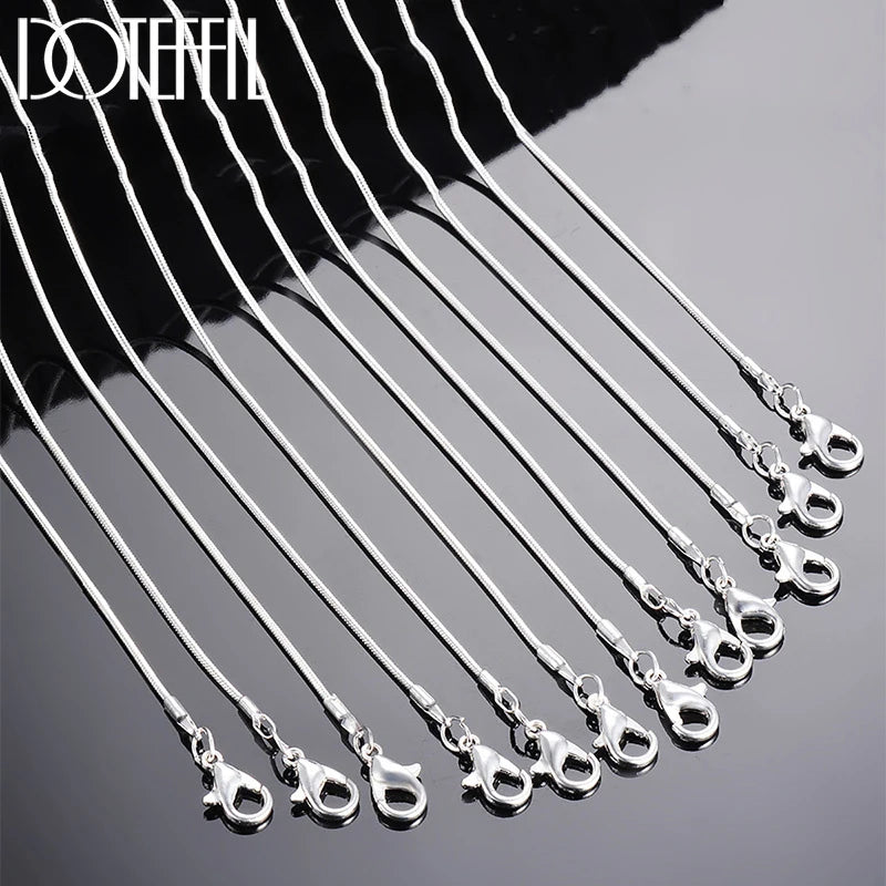 Unisex 925 Sterling Silver 1.2mm Snake Chain Necklace