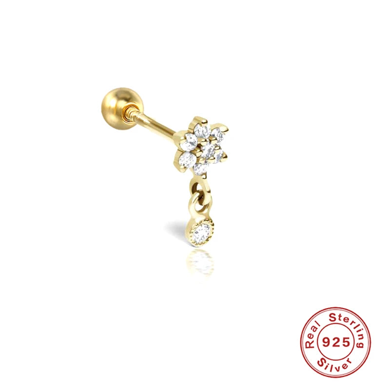 Women's 925 Sterling Silver Zircon Cartilage Stud Earring