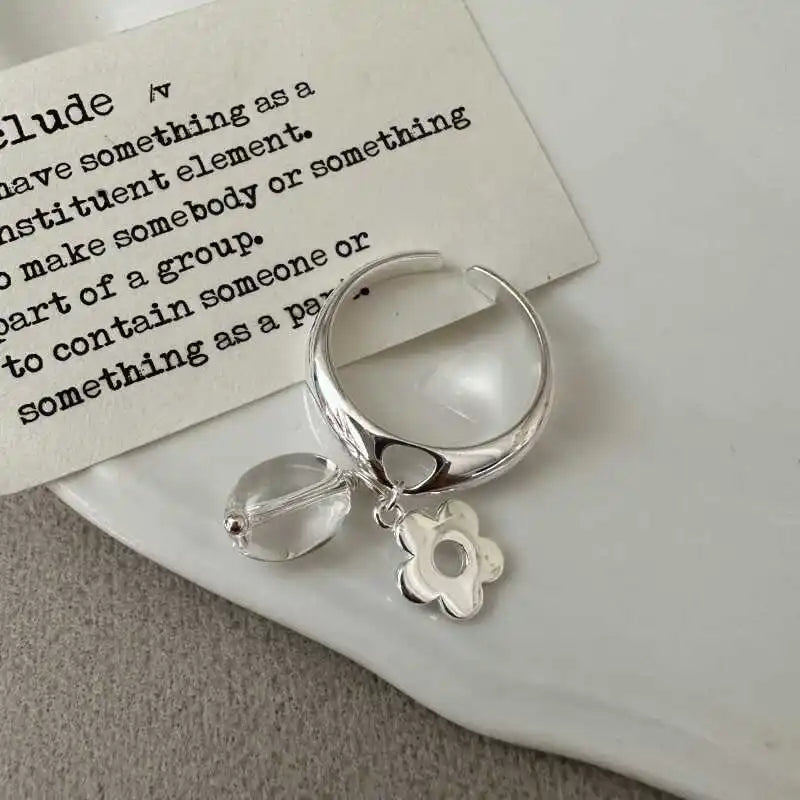 Women's 925 Sterling Silver Hollow Out Flower Ring