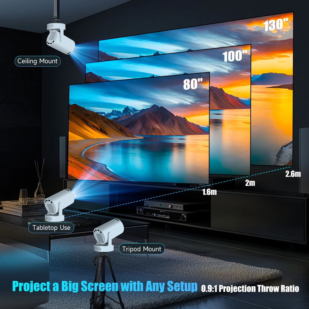 HY300 Pro+ Mini Projector Android 14 720P WiFi 6 Bluetooth 5.4