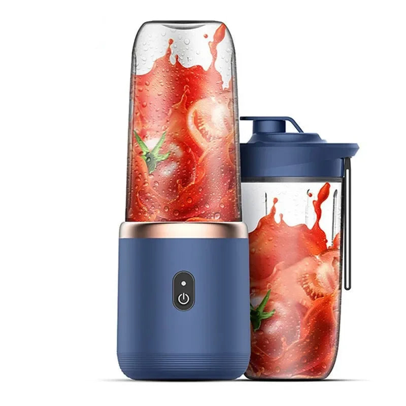 Portable Personal Electric Blender USB Rechargeable 6 Blades Blue