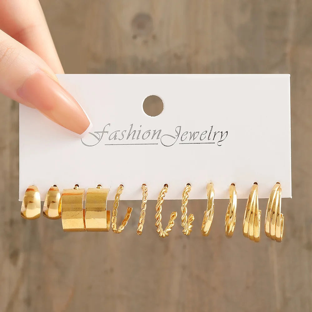 Women's Zinc Alloy Geometric Hoop Earring Set