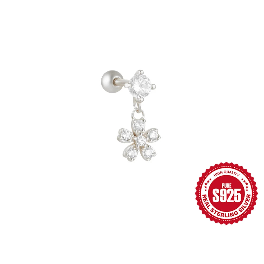 Women's 925 Sterling Silver Zircon Cartilage Stud Earring