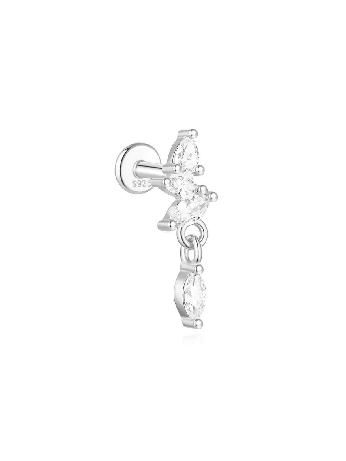 Women's 925 Sterling Silver Zircon Cartilage Stud Earring