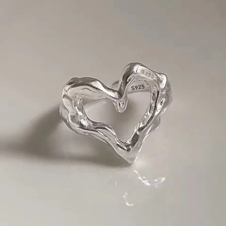 Women's 925 Sterling Silver Hollow Out Flower Ring