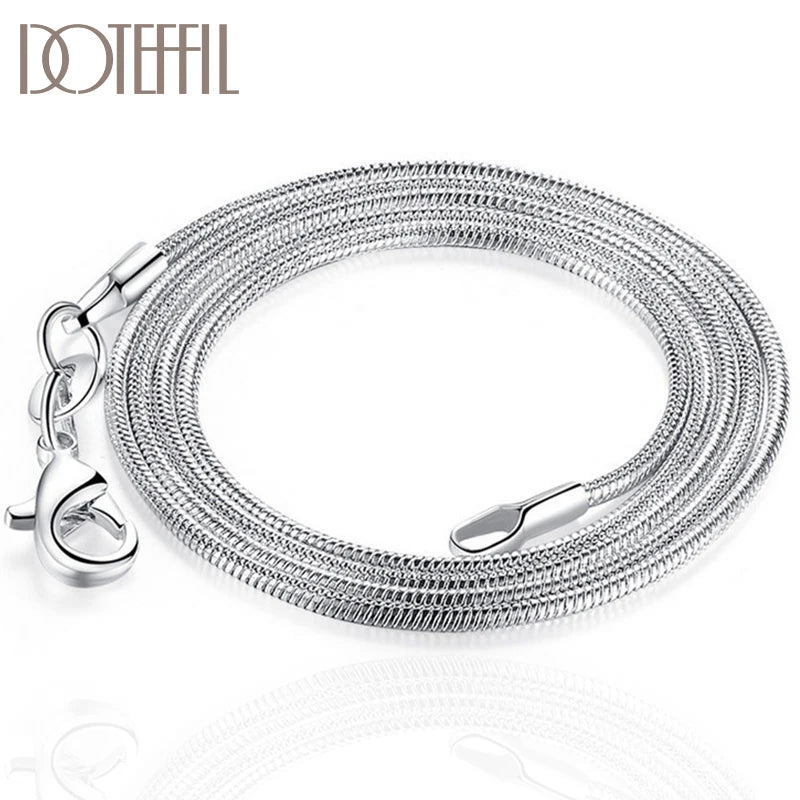 Unisex 925 Sterling Silver 1.2mm Snake Chain Necklace