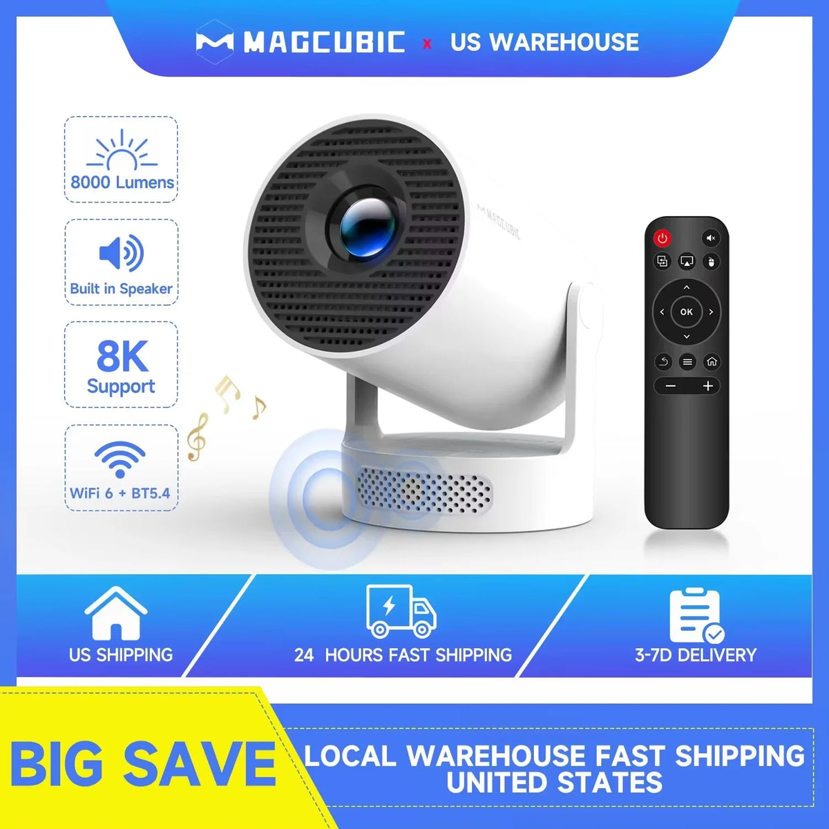 HY300 Pro+ Mini Projector Android 14 720P WiFi 6 Bluetooth 5.4