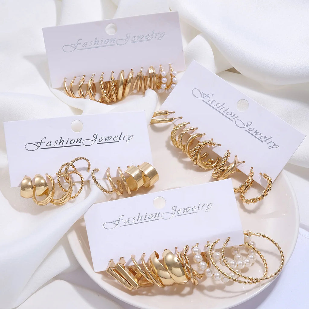 Women's Zinc Alloy Geometric Hoop Earring Set