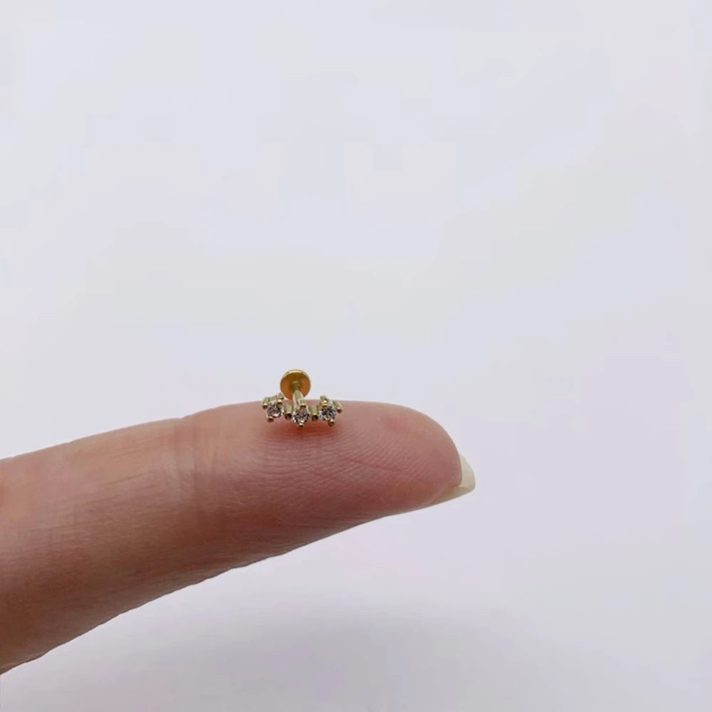 Women's 925 Sterling Silver Zircon Cartilage Stud Earring