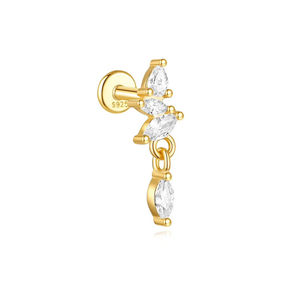 Women's 925 Sterling Silver Zircon Cartilage Stud Earring