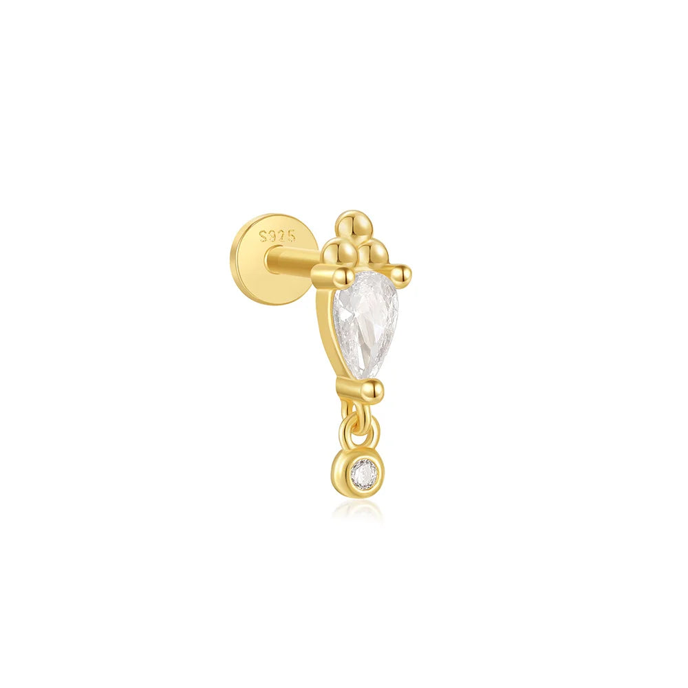 Women's 925 Sterling Silver Zircon Cartilage Stud Earring