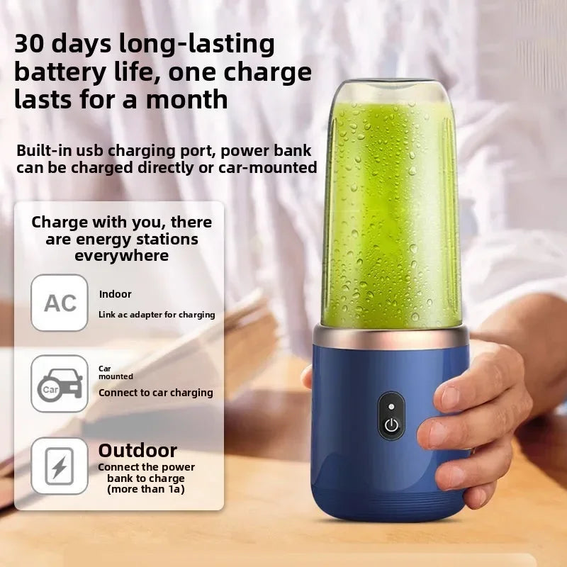 Portable Personal Electric Blender USB Rechargeable 6 Blades Blue