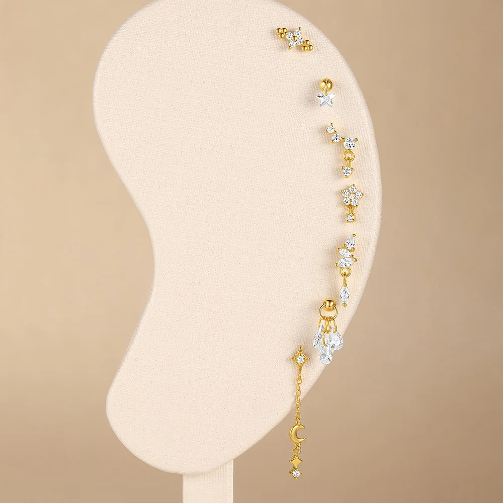 Women's 925 Sterling Silver Zircon Cartilage Stud Earring