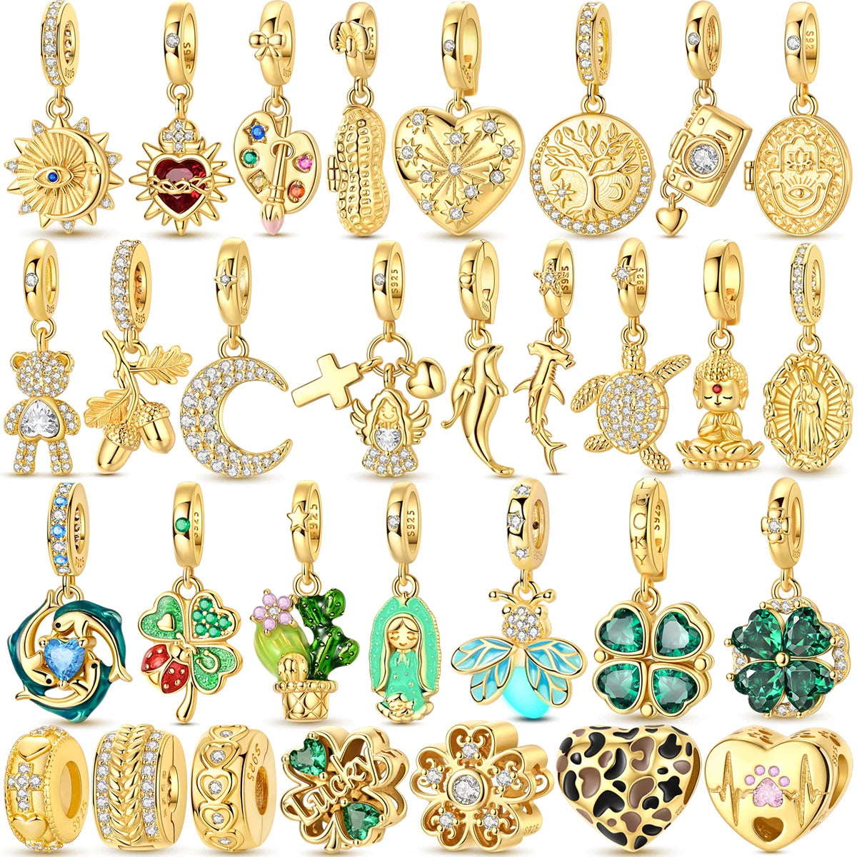 Women's 925 Sterling Silver Cubic Zircon Charms Beads