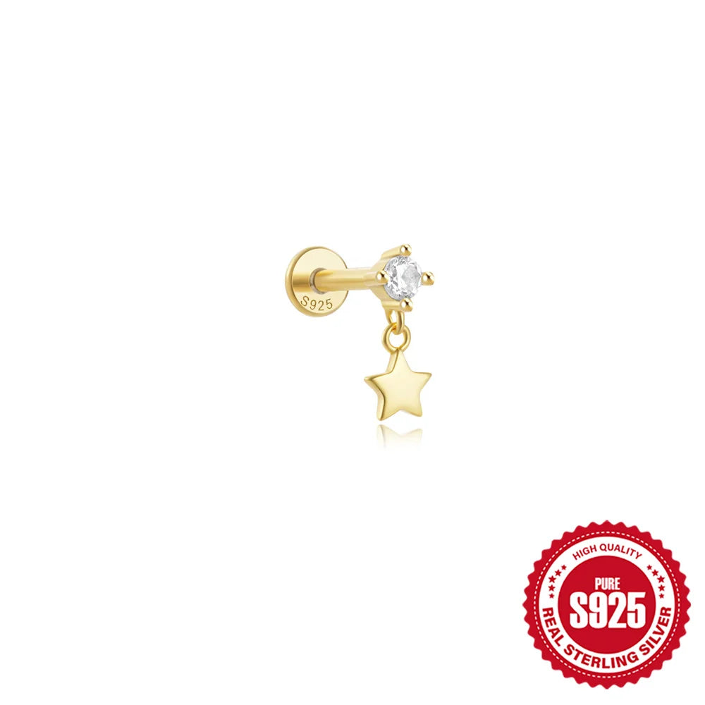 Women's 925 Sterling Silver Zircon Cartilage Stud Earring