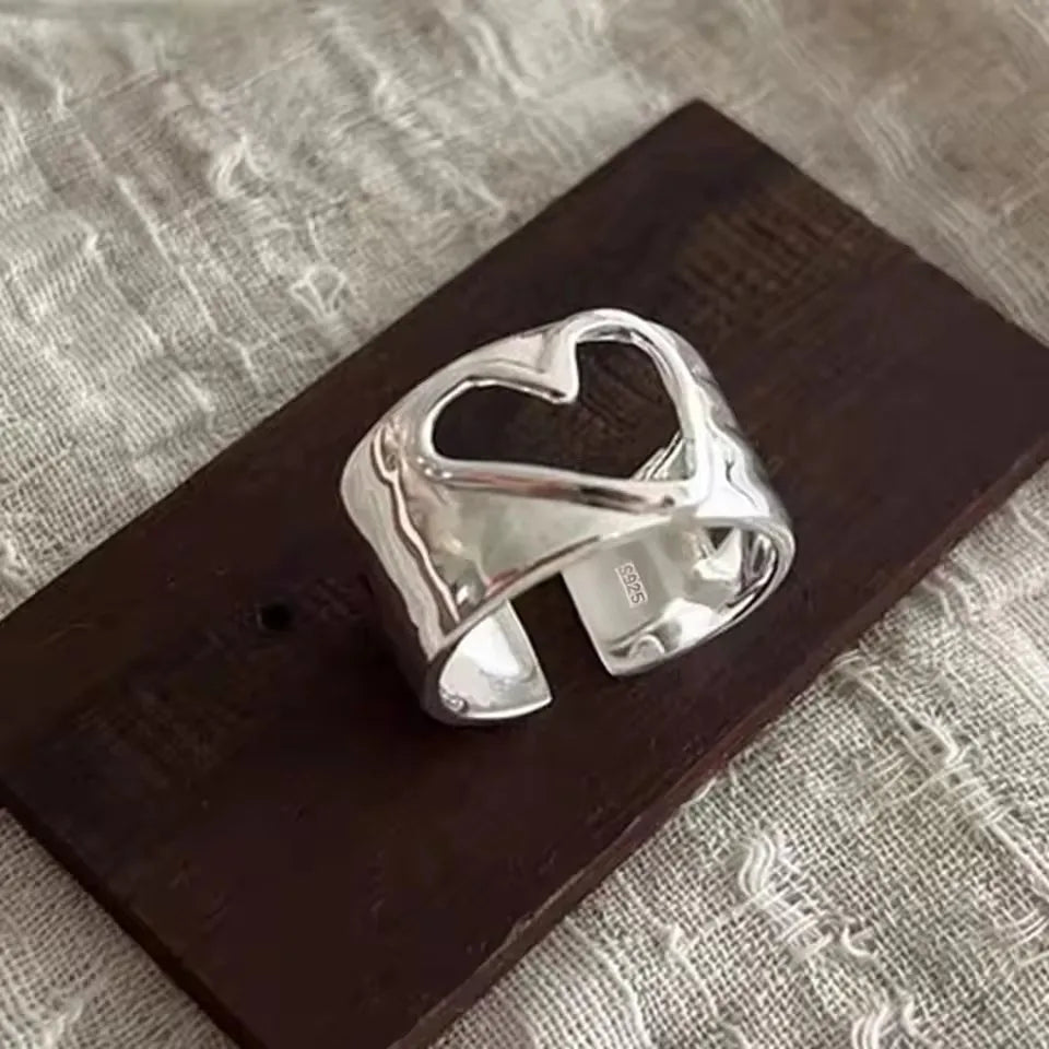 Women's 925 Sterling Silver Hollow Out Flower Ring