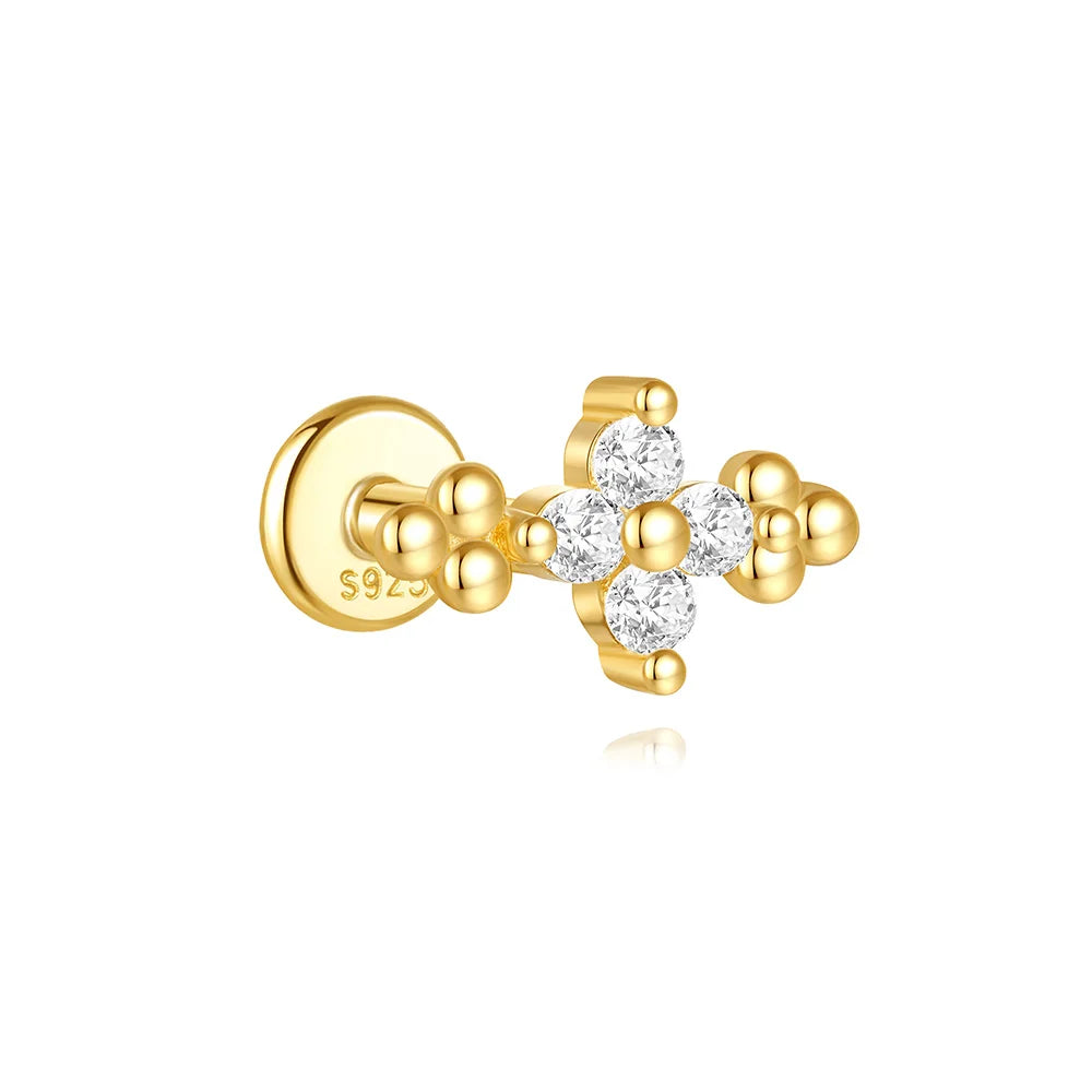 Women's 925 Sterling Silver Zircon Cartilage Stud Earring