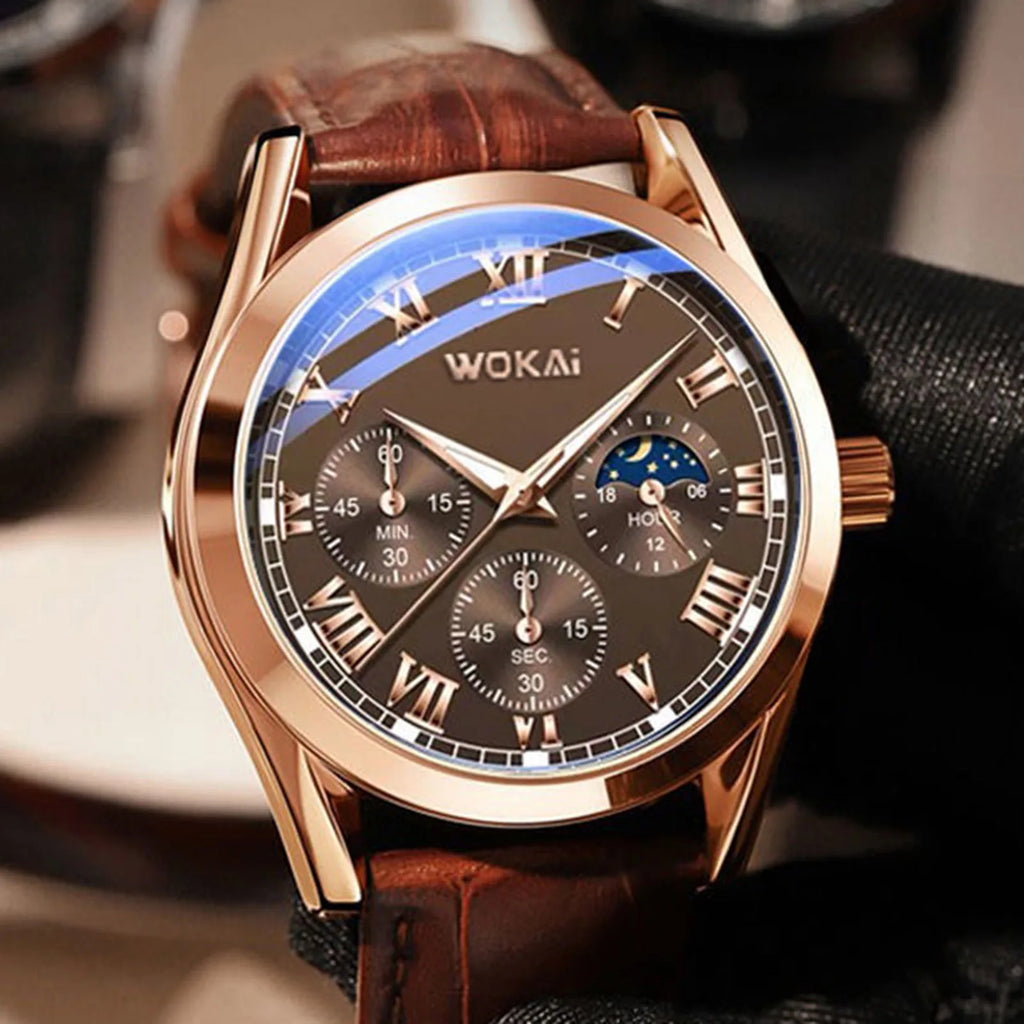 Men's PU Leather Analog Quartz Wristwatch with Calendar