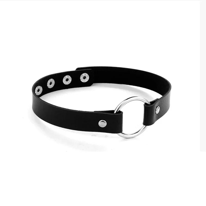 Women's Leather Gothic Heart Punk Choker Necklace