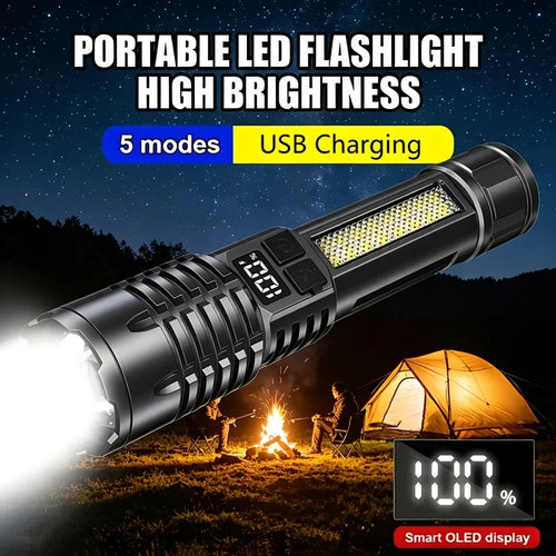 High Power LED Flashlight Zoomable USB Rechargeable Torch
