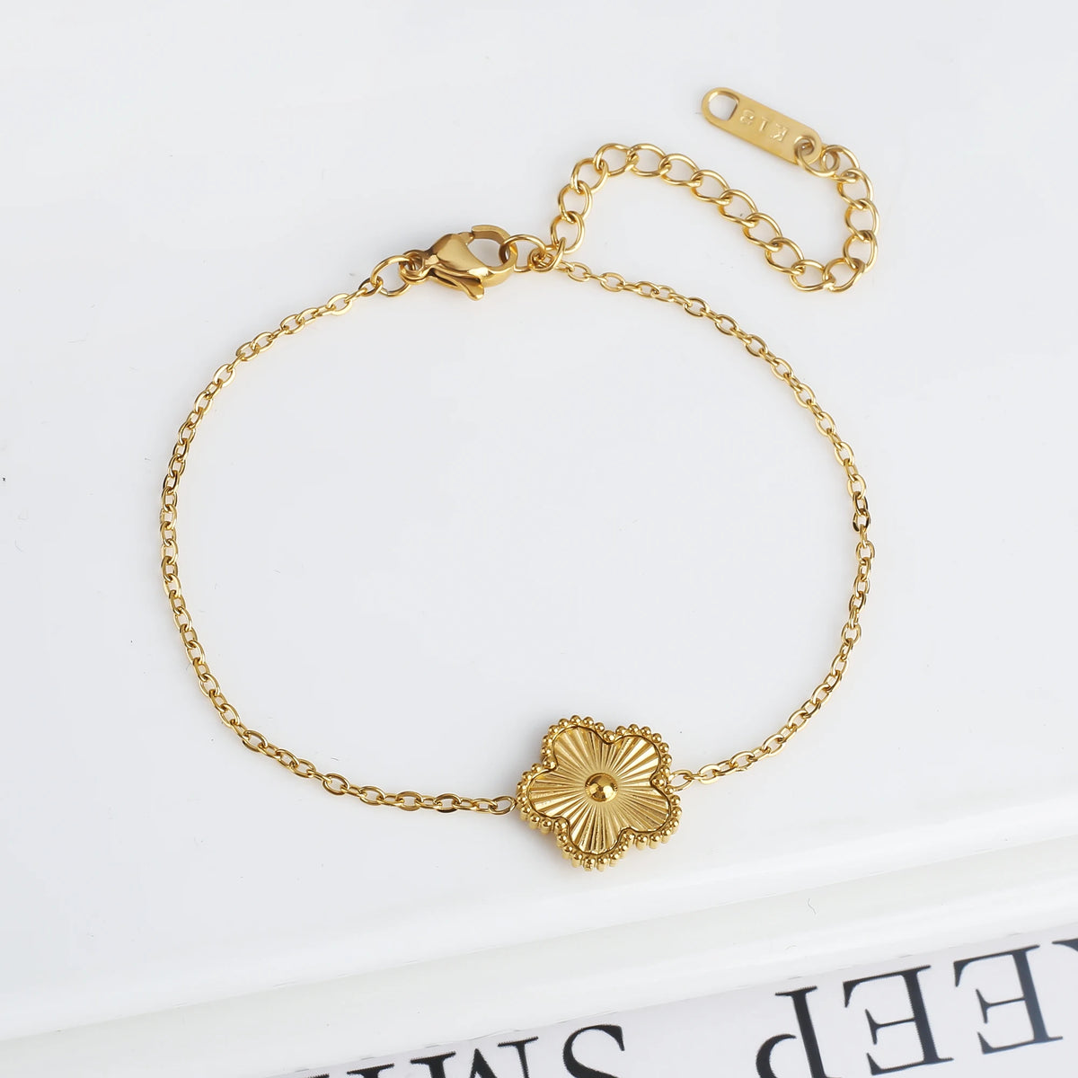 Women's Stainless Steel Five Clover Flower Chain Bracelet
