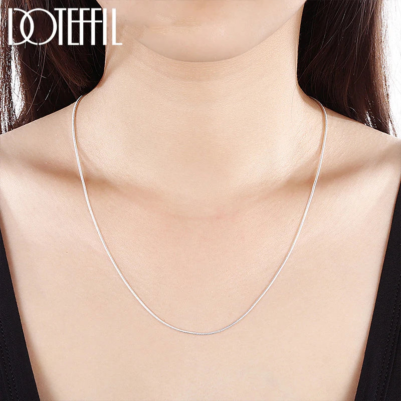 Unisex 925 Sterling Silver 1.2mm Snake Chain Necklace