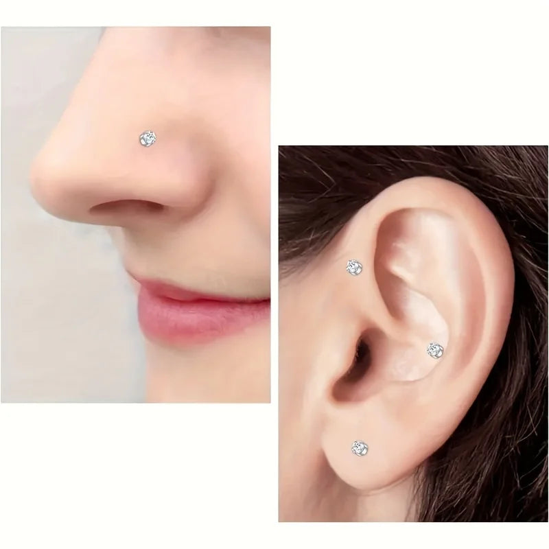 Women's Stainless Steel Magnetic Faux Nose Stud Set