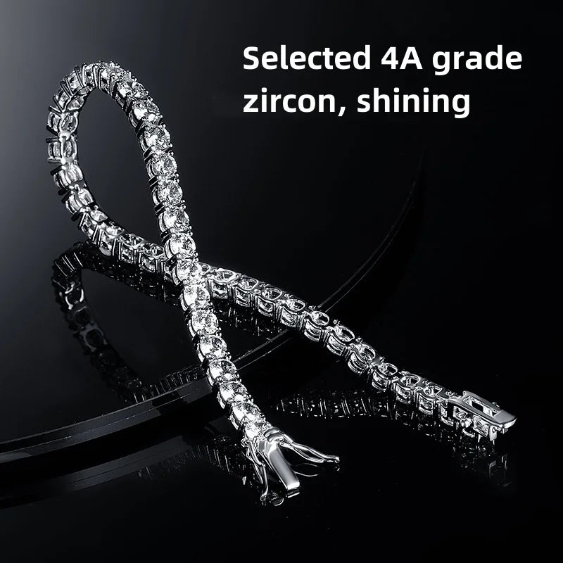 Unisex 925 Sterling Silver Cubic Zircon Tennis Bracelet