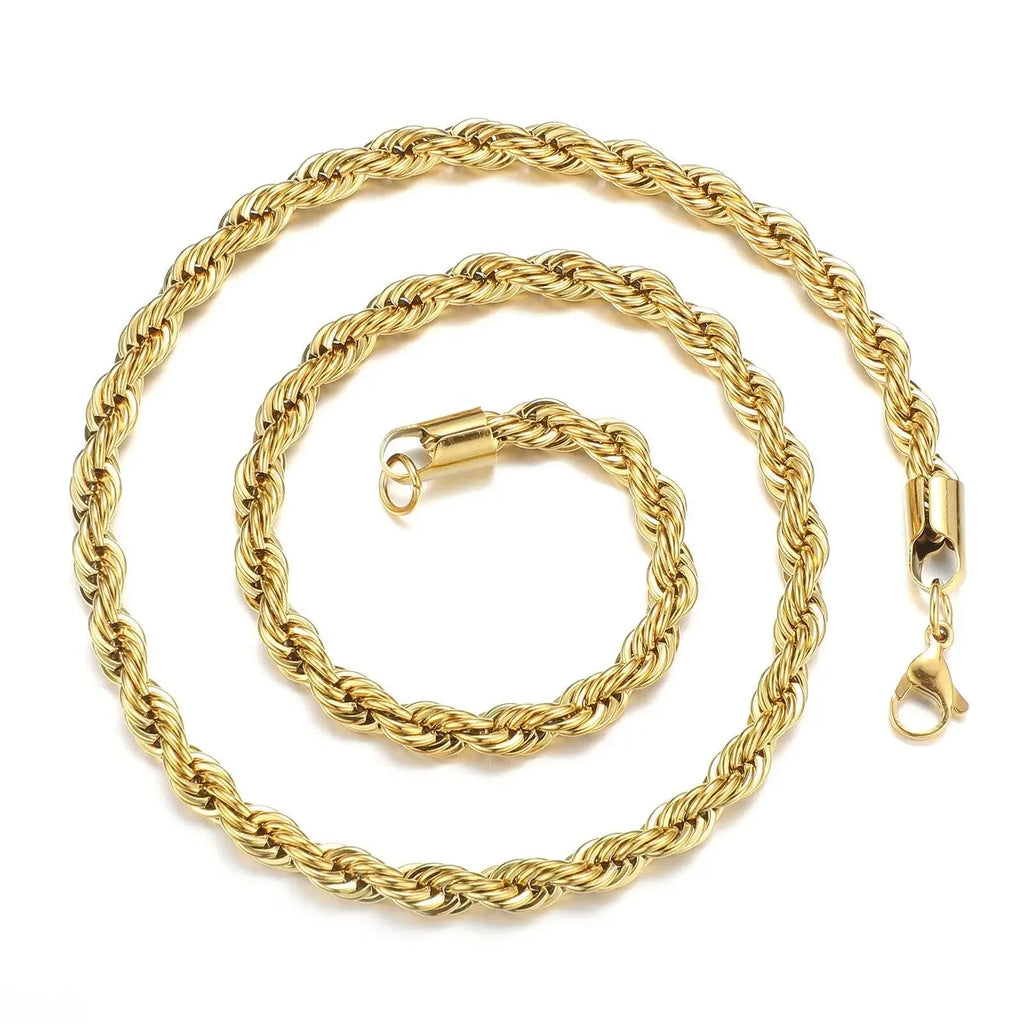 Unisex Stainless Steel Twisted Rope Chain Necklace