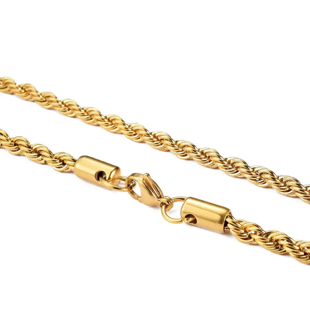 Unisex Stainless Steel Twisted Rope Chain Necklace