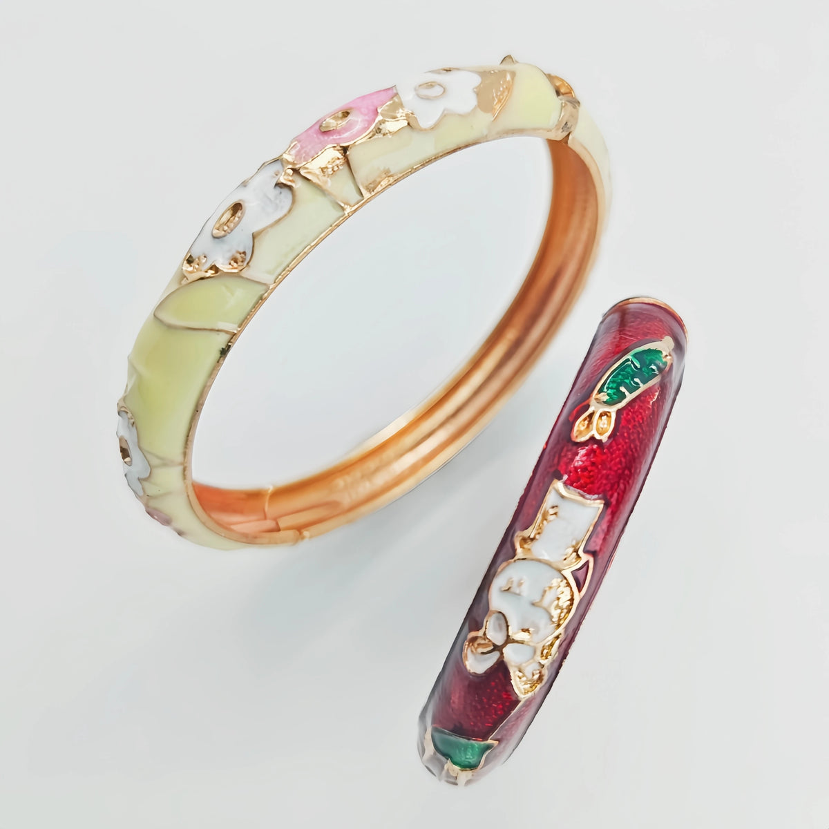 Women's Zinc Alloy Floral Enamel Open Cuff Bracelet 12-Piece Set