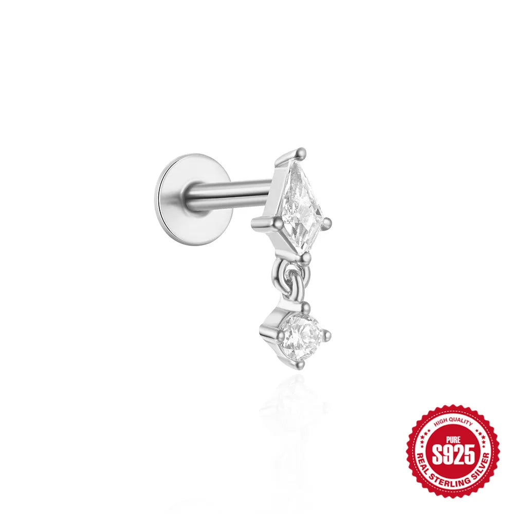 Women's 925 Sterling Silver Zircon Cartilage Stud Earring