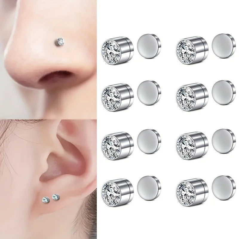 Women's Stainless Steel Magnetic Faux Nose Stud Set