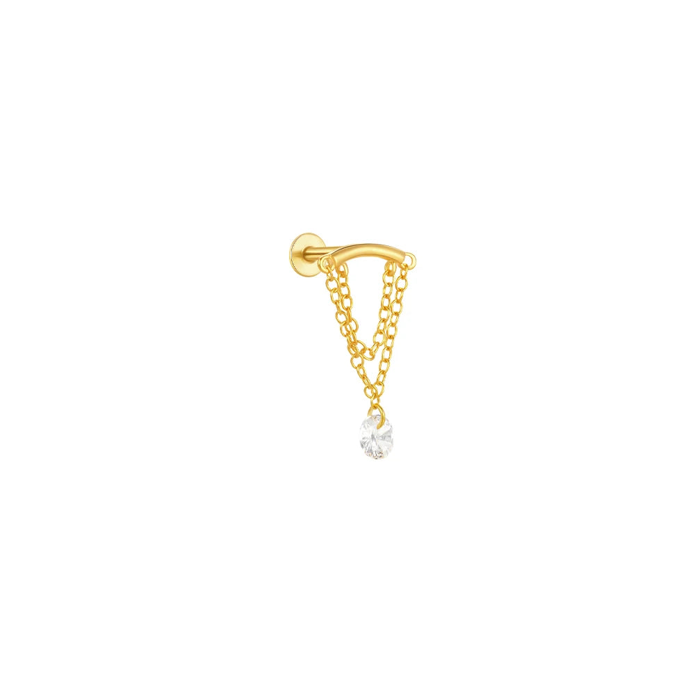 Women's 925 Sterling Silver Zircon Cartilage Stud Earring