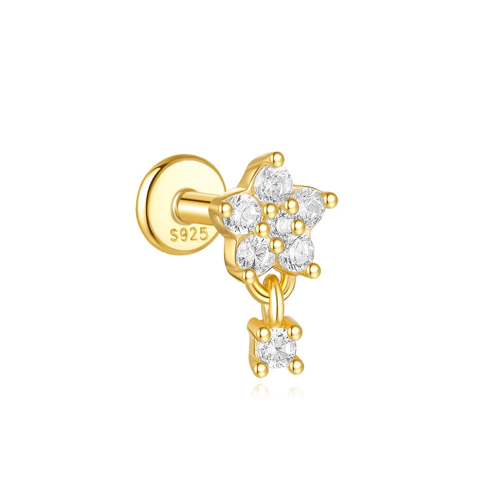 Women's 925 Sterling Silver Zircon Cartilage Stud Earring