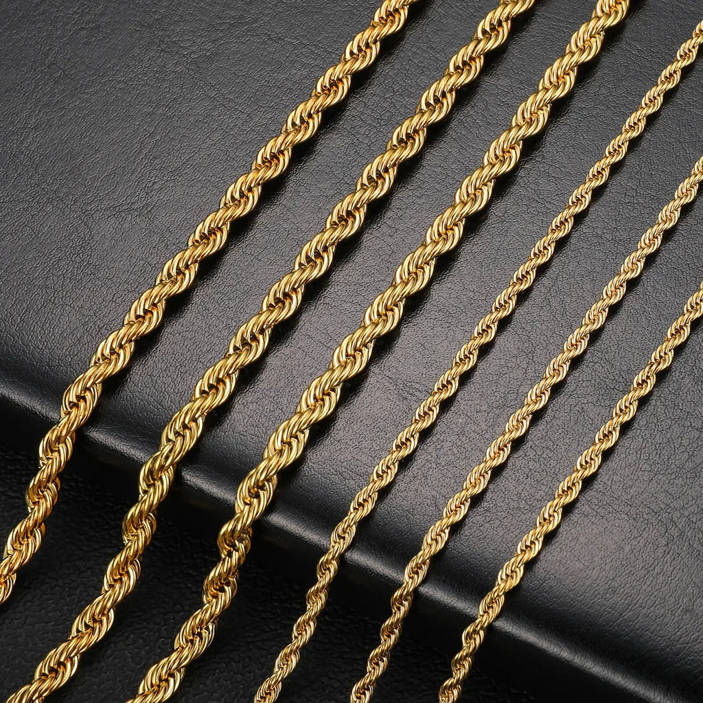 Unisex Stainless Steel Twisted Rope Chain Necklace