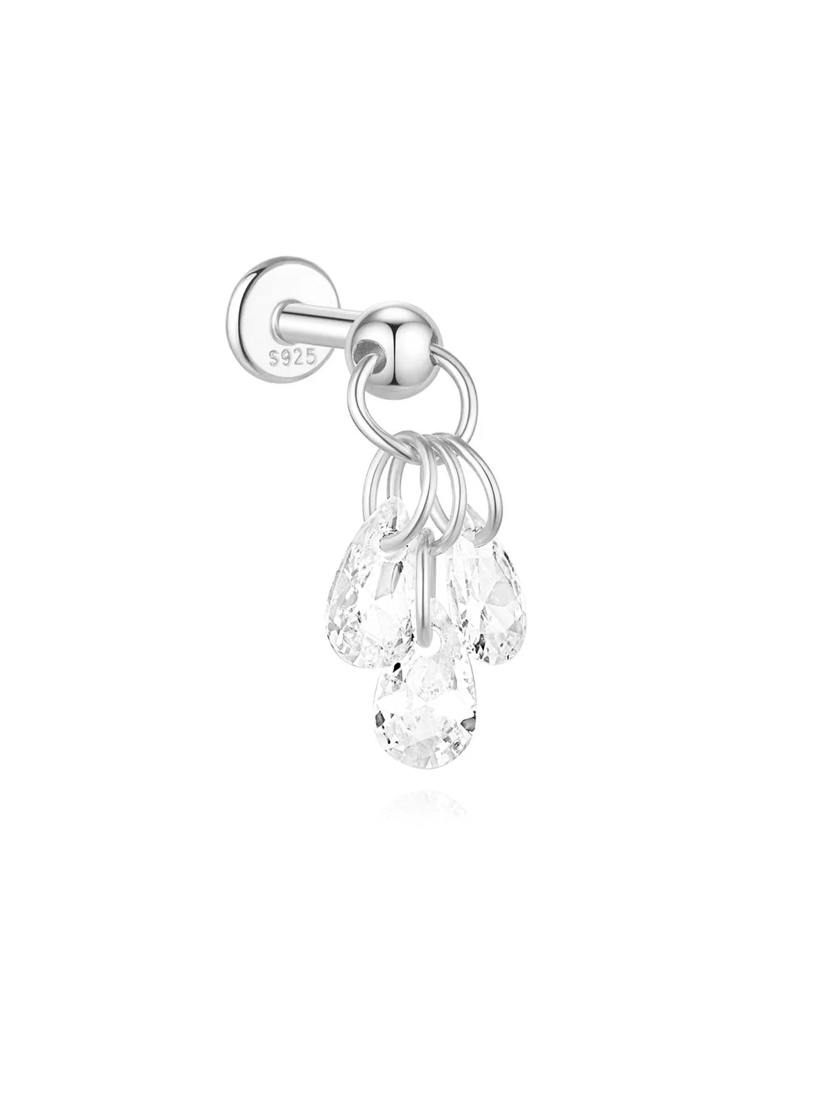 Women's 925 Sterling Silver Zircon Cartilage Stud Earring