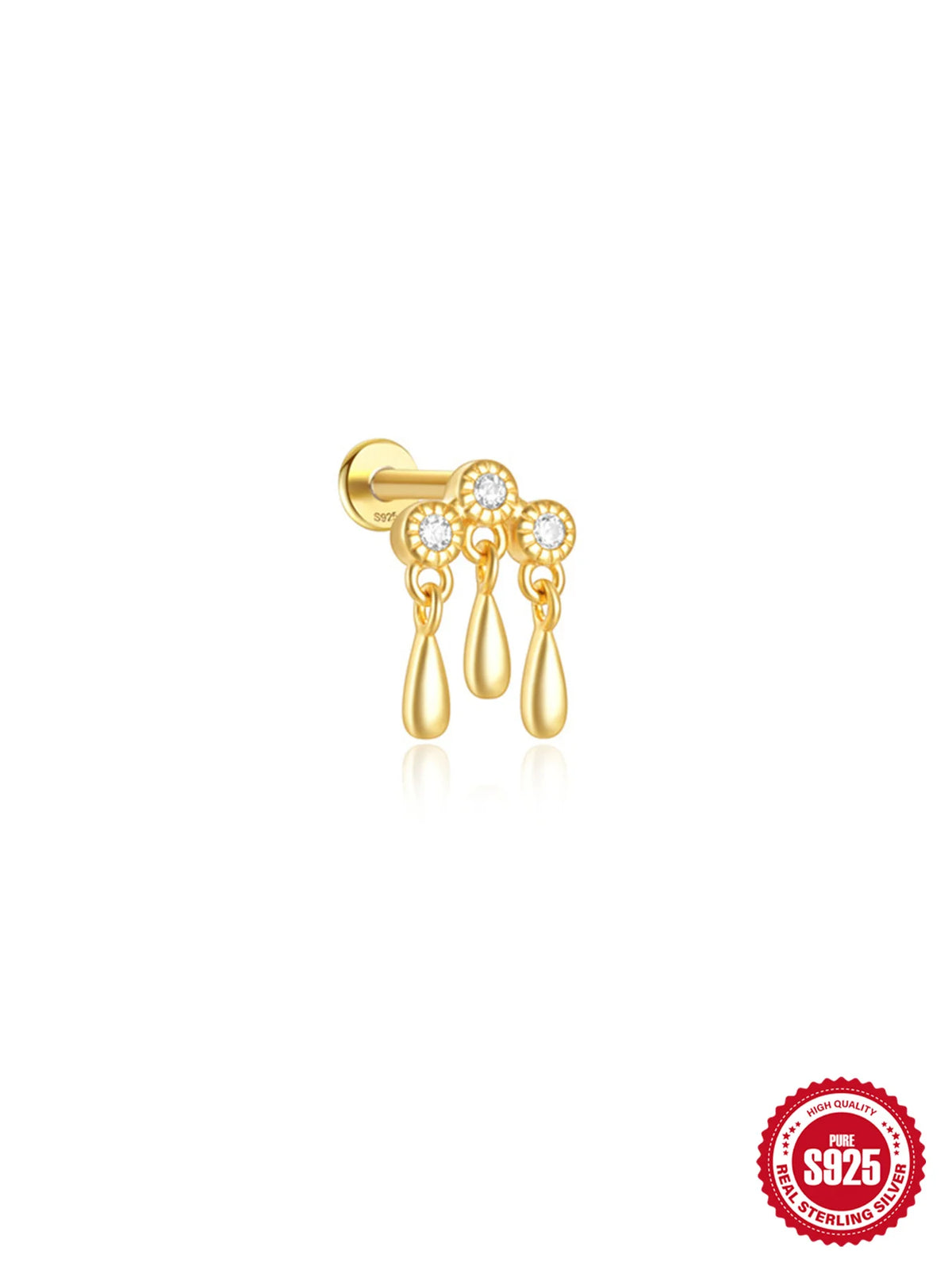 Women's 925 Sterling Silver Zircon Cartilage Stud Earring
