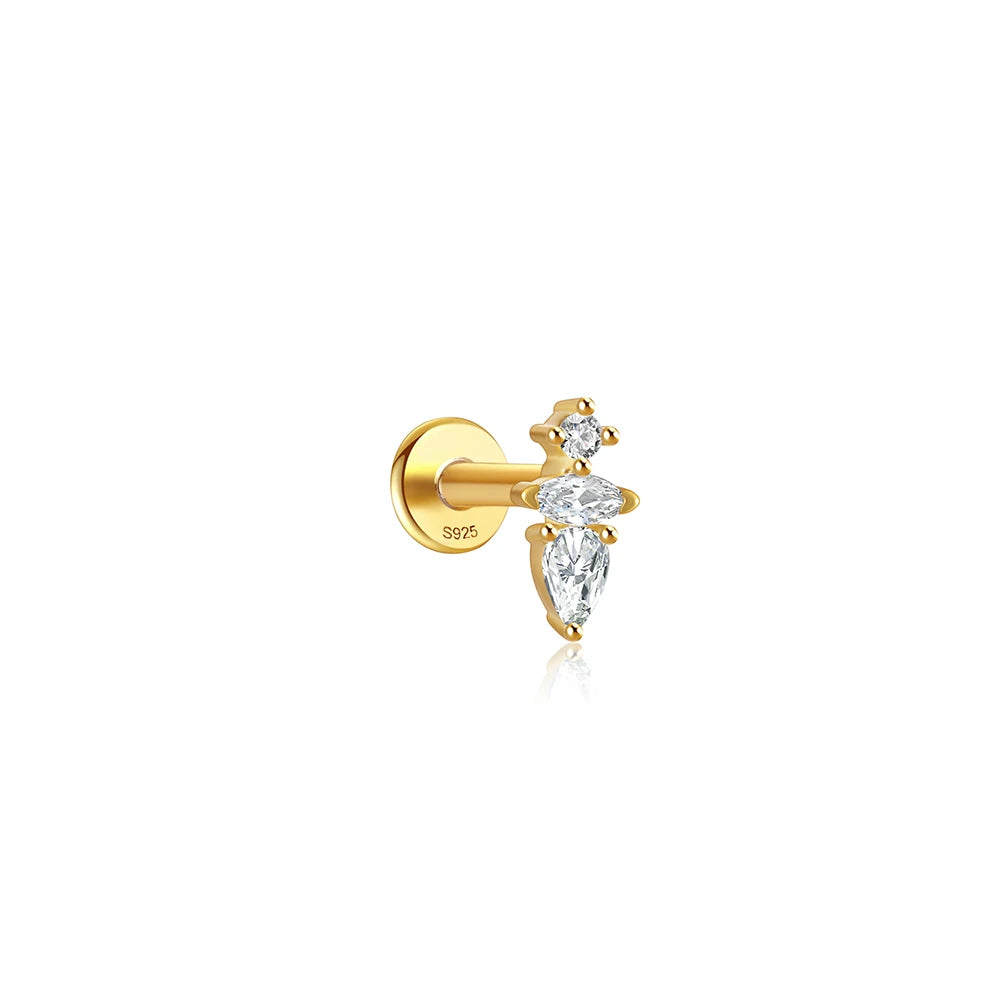 Women's 925 Sterling Silver Zircon Cartilage Stud Earring